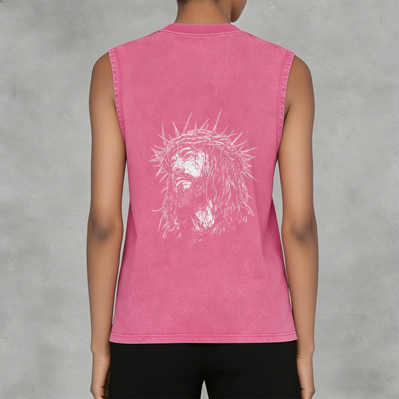 Christianartworkshop Jésus : Croquis de la Couronne d'Épines Débardeur unisexe délavé - image 20