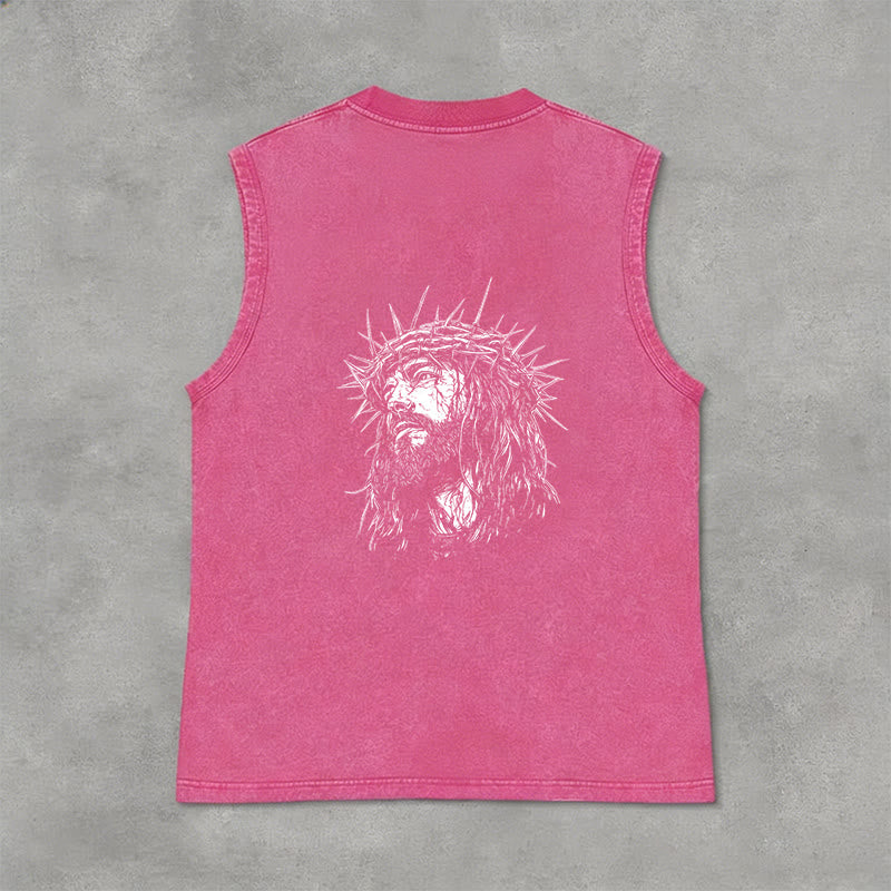 Christianartworkshop Jésus : Croquis de la Couronne d'Épines Débardeur unisexe délavé - image 16