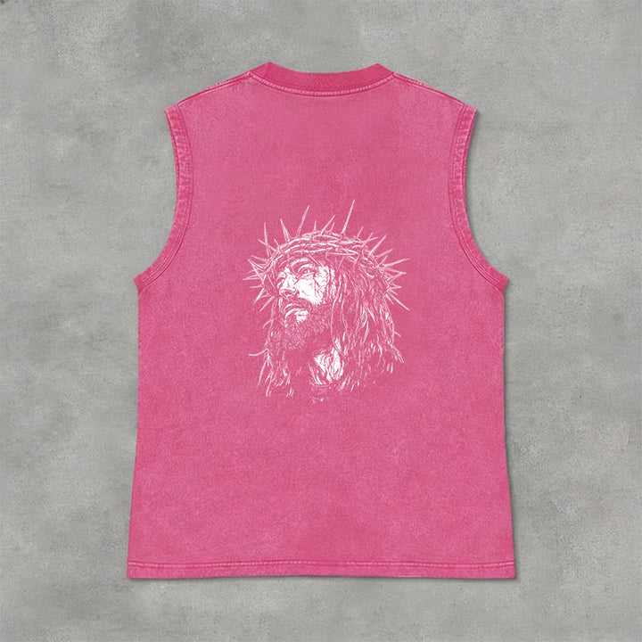 Christianartworkshop Jésus : Croquis de la Couronne d'Épines Débardeur unisexe délavé - image 16