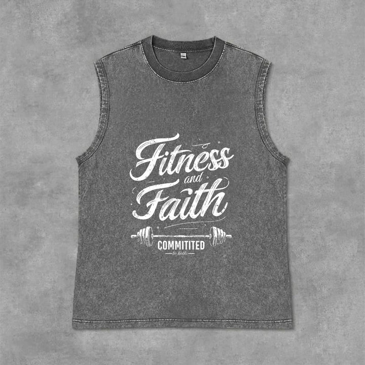 Christianartworkshop Fitness et Foi : Engagés dans les deux Débardeur unisexe Barbell lavé - Gris - 2XL - image 7