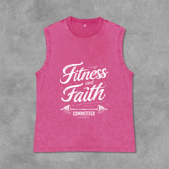 Christianartworkshop Fitness et Foi : Engagés dans les deux Débardeur unisexe Barbell lavé - Rose - 2XL - image 4