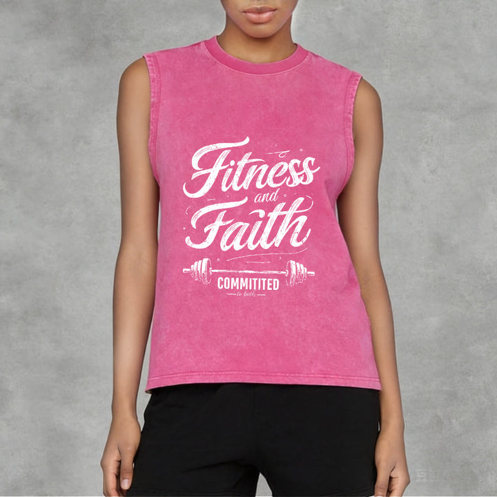 Christianartworkshop Fitness et Foi : Engagés dans les deux Débardeur unisexe Barbell lavé - image 6