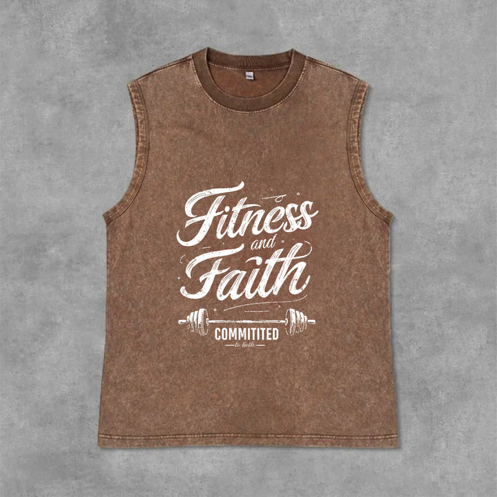 Christianartworkshop Fitness et Foi : Engagés dans les deux Débardeur unisexe Barbell lavé - Brun - 2XL - image 10