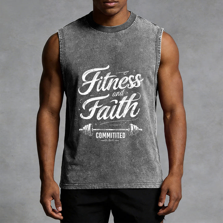 Christianartworkshop Fitness et Foi : Engagés dans les deux Débardeur unisexe Barbell lavé - image 8