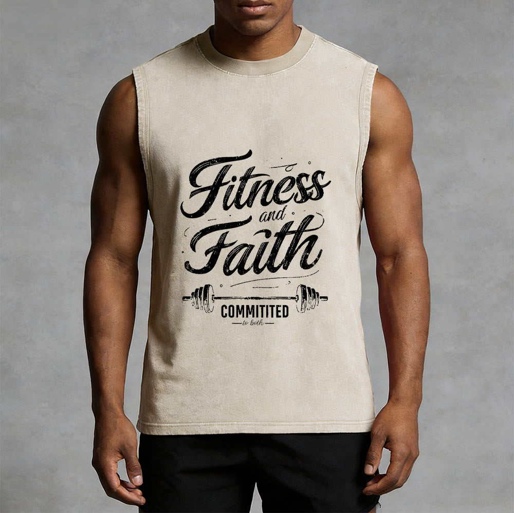 Christianartworkshop Fitness et Foi : Engagés dans les deux Débardeur unisexe Barbell lavé - image 15