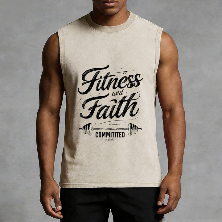Christianartworkshop Fitness et Foi : Engagés dans les deux Débardeur unisexe Barbell lavé - image 15