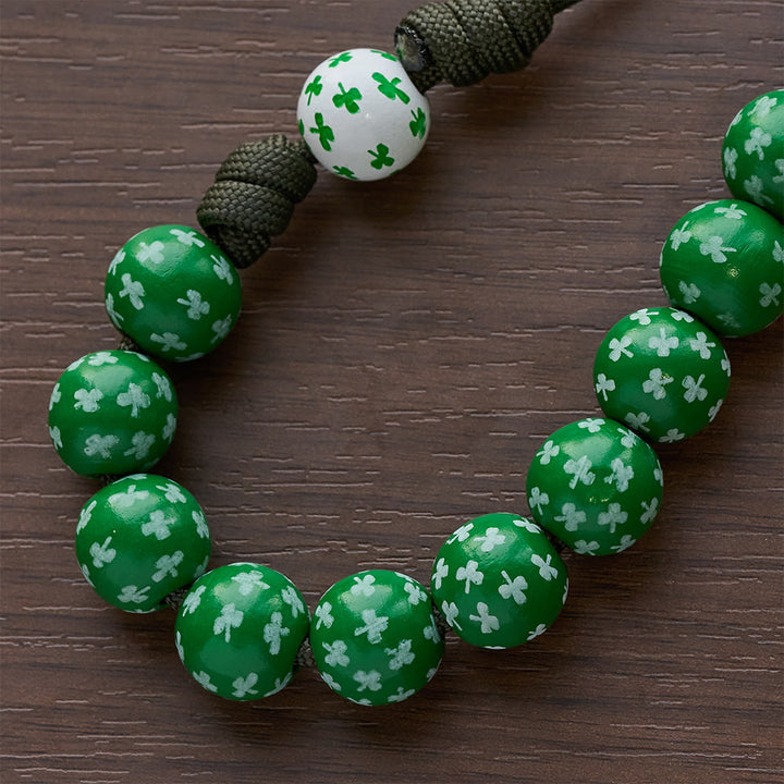 Christianartworkshop Chapelet de poche irlandais « Bénédiction et Foi Chanceuses » avec nœud éternel et perles en bois vert et blanc - image 12