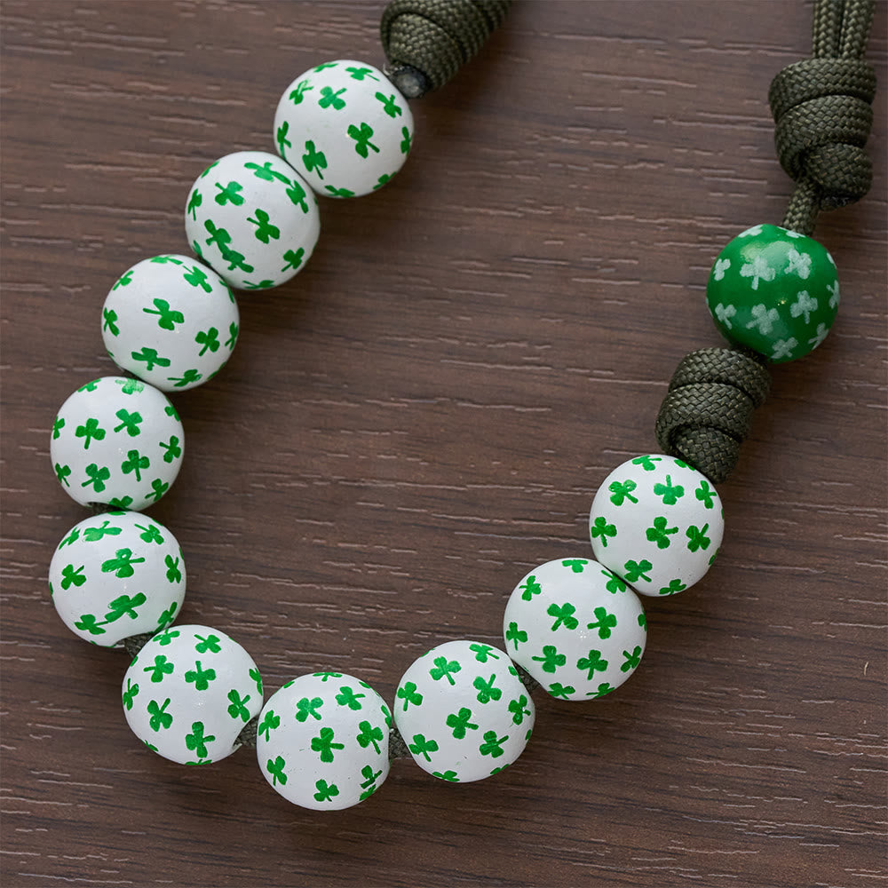 Christianartworkshop Chapelet de poche irlandais « Bénédiction et Foi Chanceuses » avec nœud éternel et perles en bois vert et blanc - image 7