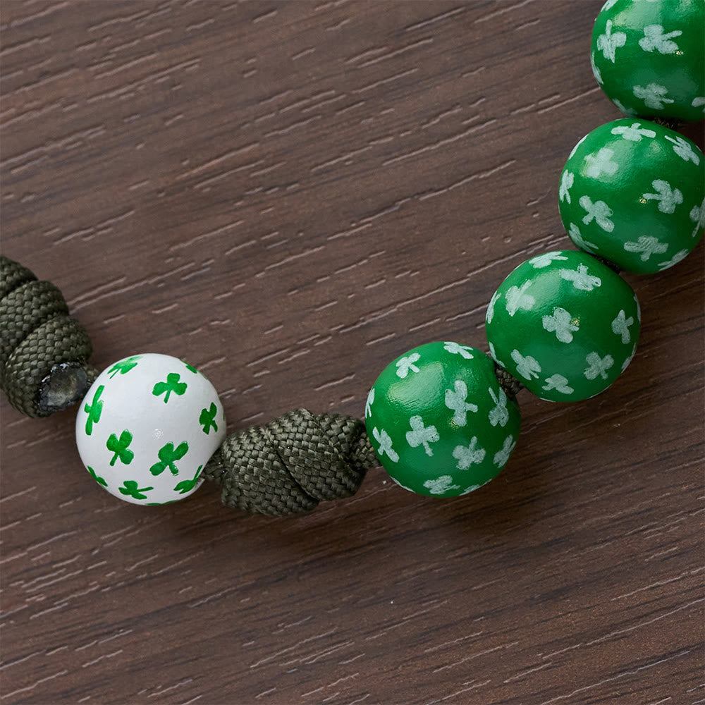 Christianartworkshop Chapelet de poche irlandais « Bénédiction et Foi Chanceuses » avec nœud éternel et perles en bois vert et blanc - image 13