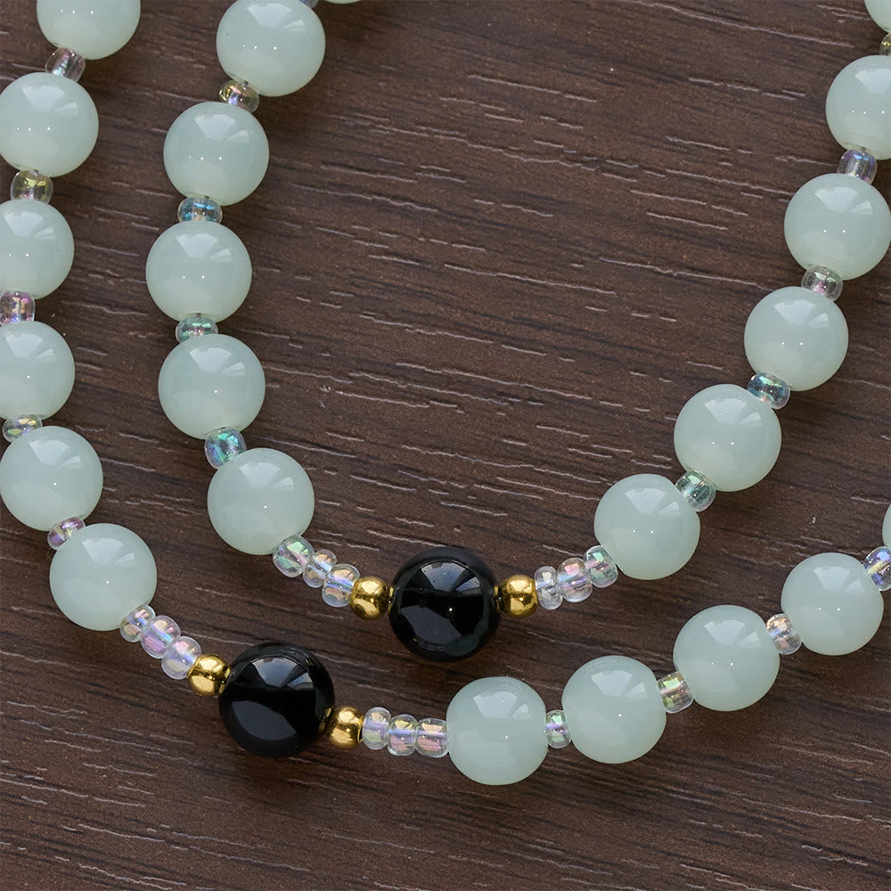 Christianartworkshop Chapelet élégant en obsidienne verte et noire avec calice doré - image 7