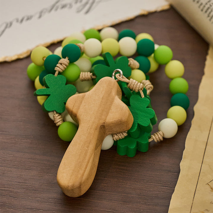 Christianartworkshop Chapelet Saint-Patrick pour enfants : perles dégradées avec trèfle et croix en bois - image 6