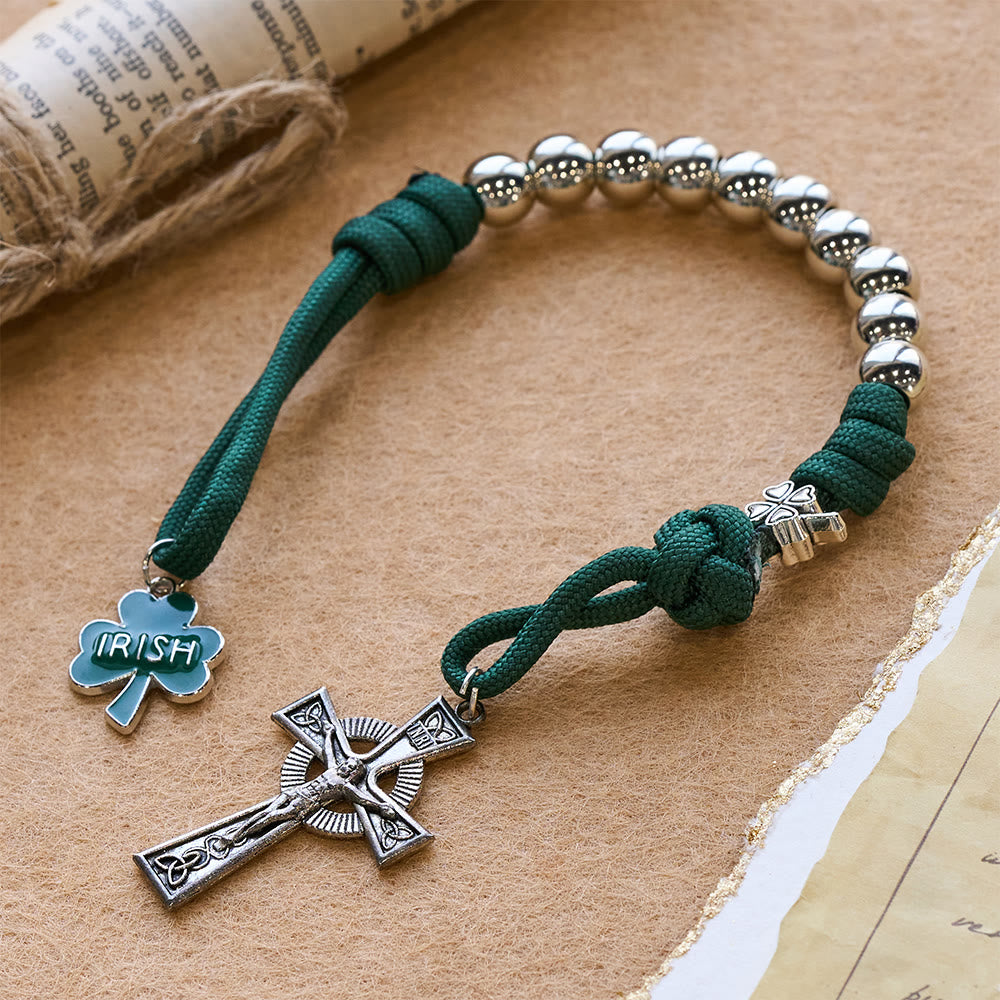 Christianartworkshop Chapelet de poche en paracorde avec croix celtique et bénédiction irlandaise - image 3