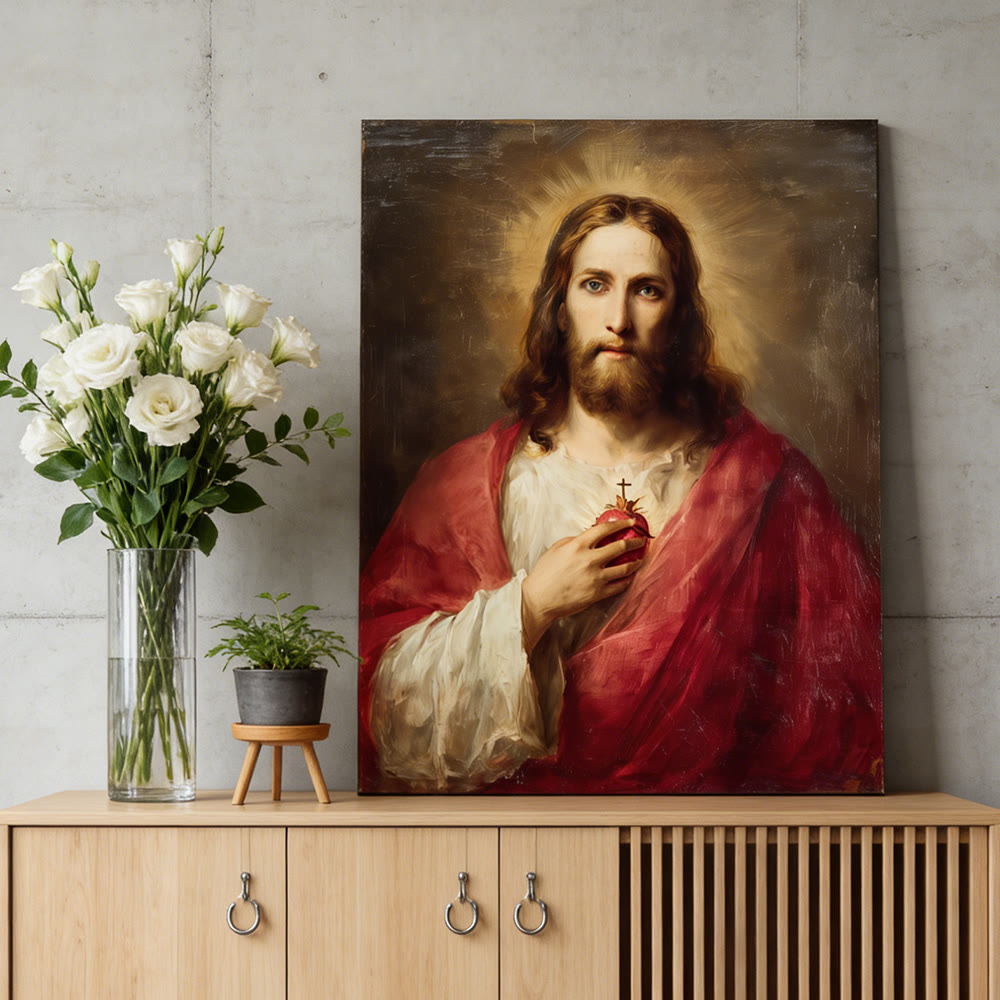 Christianartworkshop Affiche murale du Sacré-Cœur de Jésus : Symbole de l’amour divin et de la rédemption - image 2
