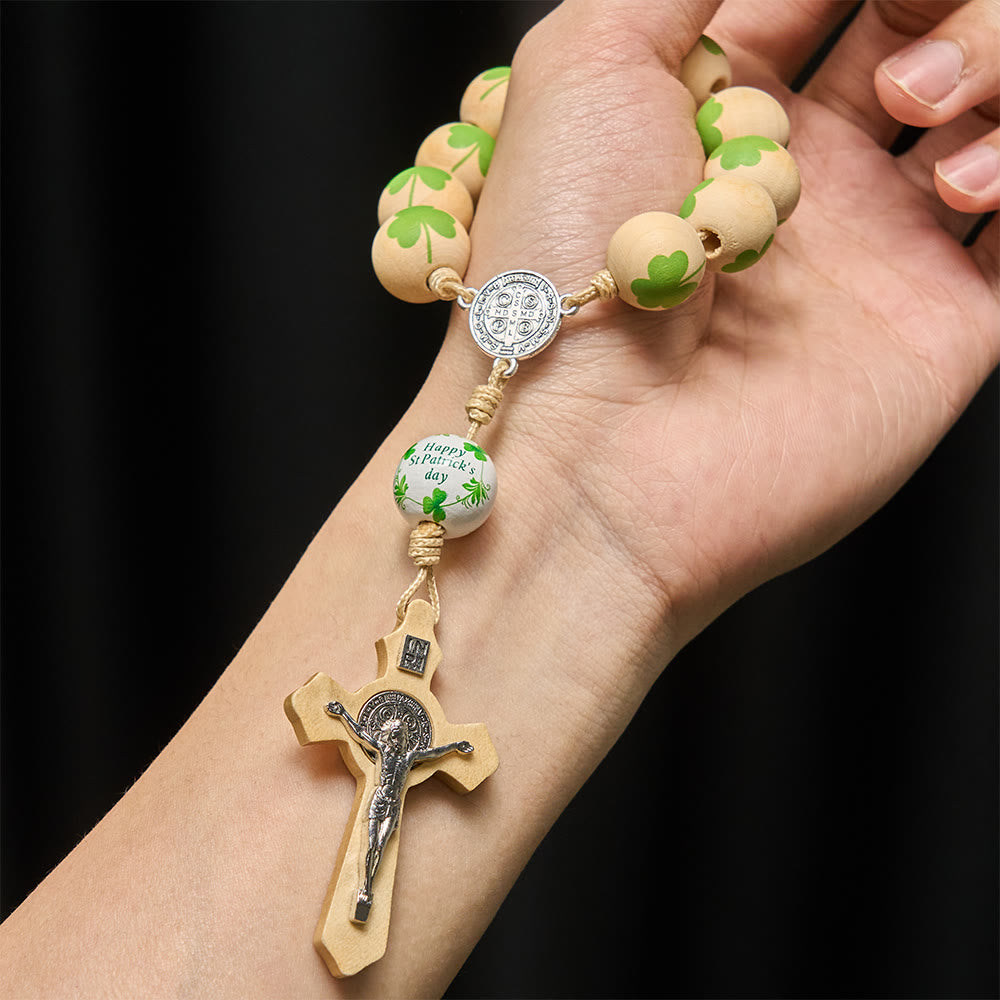 Christianartworkshop Chapelet de poche en bois avec bénédiction irlandaise, cadeau idéal pour la Saint-Patrick - image 1