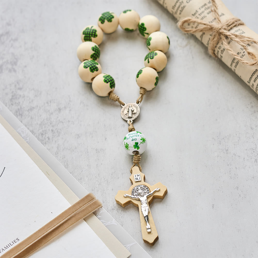 Christianartworkshop Chapelet de poche en bois avec bénédiction irlandaise, cadeau idéal pour la Saint-Patrick - image 5