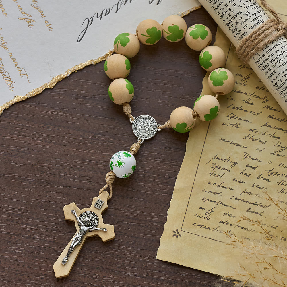Christianartworkshop Chapelet de poche en bois avec bénédiction irlandaise, cadeau idéal pour la Saint-Patrick - image 3