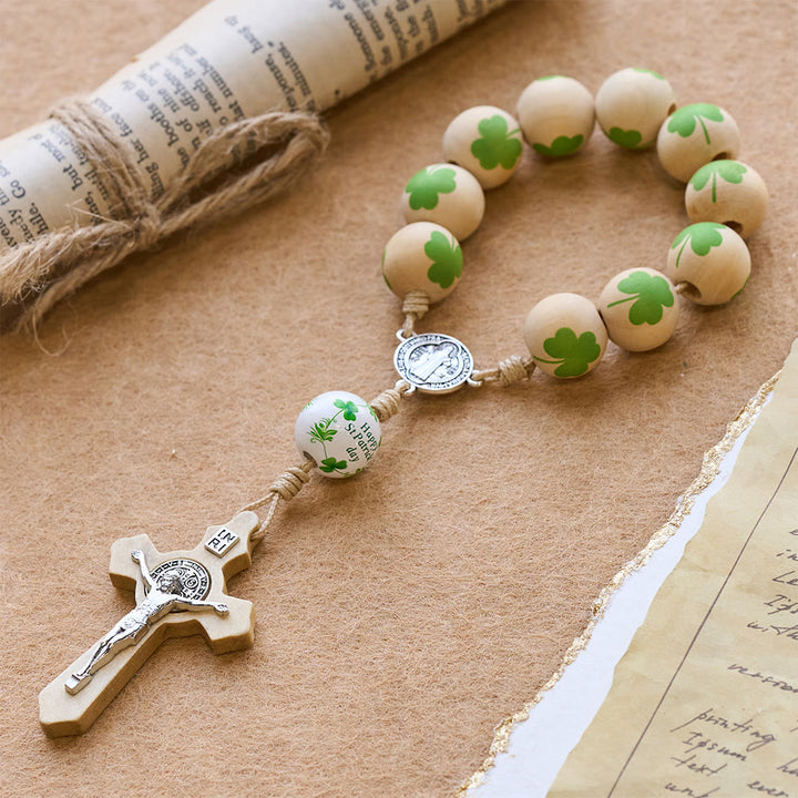 Christianartworkshop Chapelet de poche en bois avec bénédiction irlandaise, cadeau idéal pour la Saint-Patrick - image 2