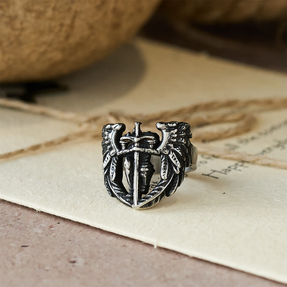 Christianartworkshop Bague Épée Ailée de l'Archange Michel : Un symbole de protection divine - image 1