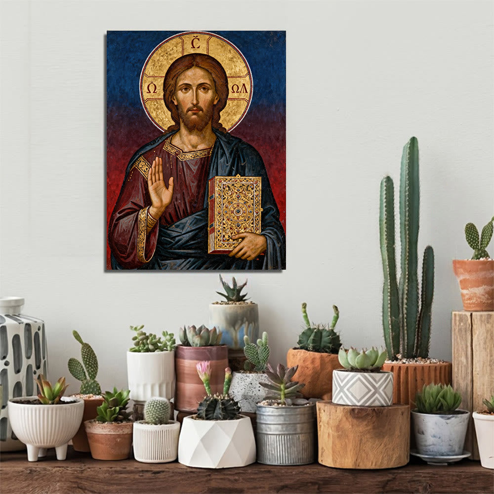 Atelier d'art chrétien Œuvres d'art chrétiennes Pantocrator Art Toile : Autorité divine et dévotion intemporelle - image 1