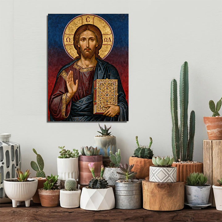 Atelier d'art chrétien Œuvres d'art chrétiennes Pantocrator Art Toile : Autorité divine et dévotion intemporelle - image 1