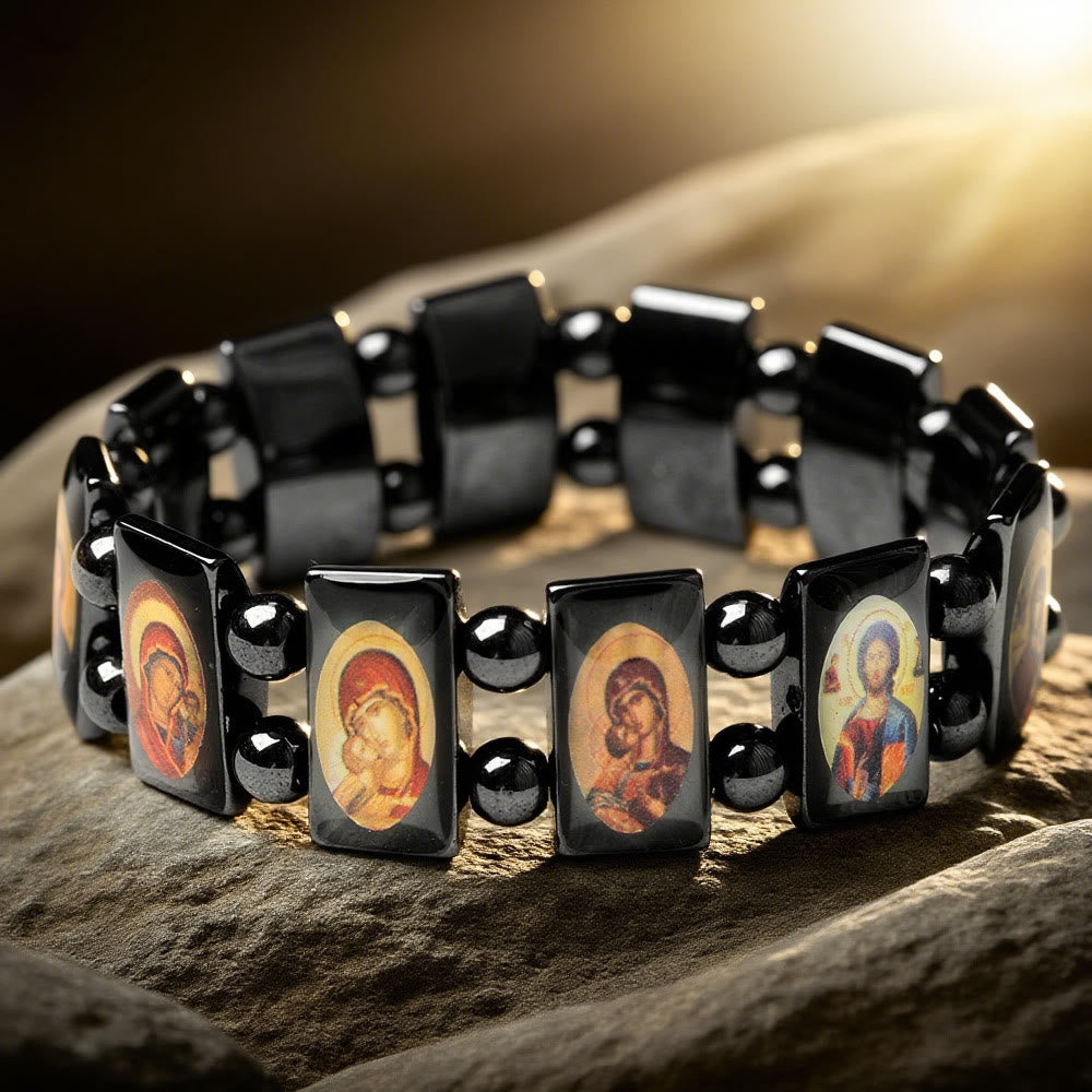 Christianartworkshop Bracelet en hématite à icône sacrée : un symbole de dévotion éternelle - UN - image 0