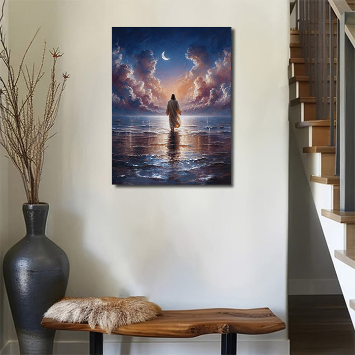 Christianartworkshop Pâques Crépuscule Eaux Jésus Foi Affiche Murale : Un Rappel Quotidien de Son Calme - image 1