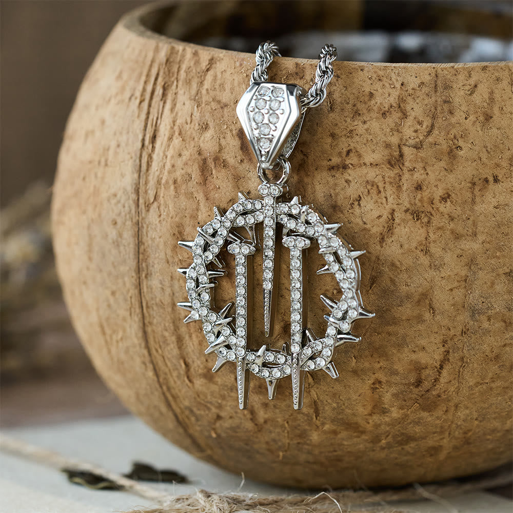 Christianartworkshop Collier à chaîne en corde Couronne d'épines et de clous : un symbole de sacrifice rédempteur - Argent - image 4