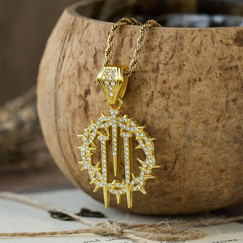 Christianartworkshop Collier à chaîne en corde Couronne d'épines et de clous : un symbole de sacrifice rédempteur - Doré - image 0