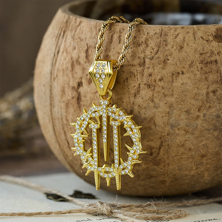 Christianartworkshop Collier à chaîne en corde Couronne d'épines et de clous : un symbole de sacrifice rédempteur - Doré - image 0