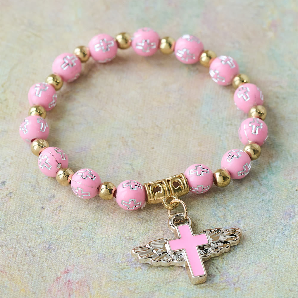 Christianartworkshop Bracelet à breloques Croix Ailée : Une prière visuelle de dévotion et de connexion - Rose - image 5