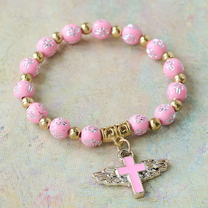 Christianartworkshop Bracelet à breloques Croix Ailée : Une prière visuelle de dévotion et de connexion - Rose - image 5