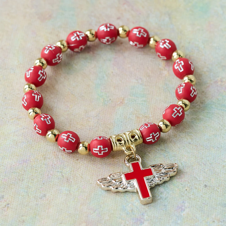 Christianartworkshop Bracelet à breloques Croix Ailée : Une prière visuelle de dévotion et de connexion - Rouge - image 4