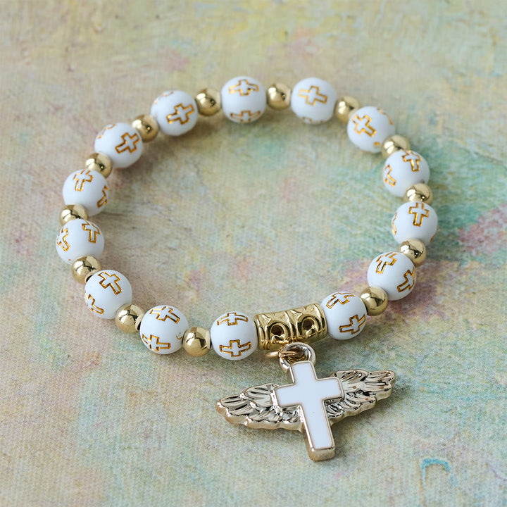 Christianartworkshop Bracelet à breloques Croix Ailée : Une prière visuelle de dévotion et de connexion - Doré - image 2
