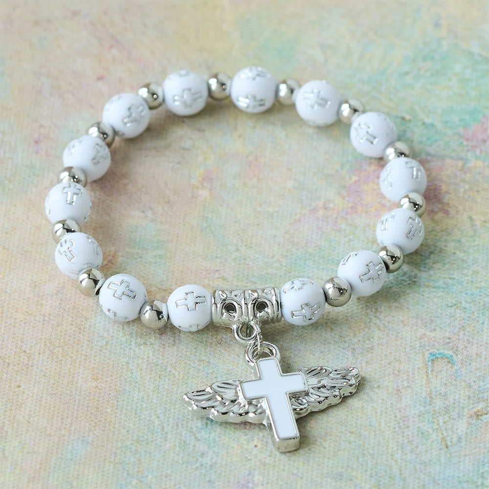 Christianartworkshop Bracelet à breloques Croix Ailée : Une prière visuelle de dévotion et de connexion - Blanc - image 3