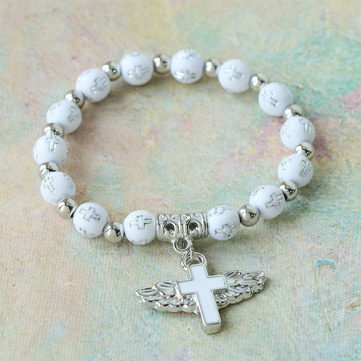Christianartworkshop Bracelet à breloques Croix Ailée : Une prière visuelle de dévotion et de connexion - Blanc - image 3