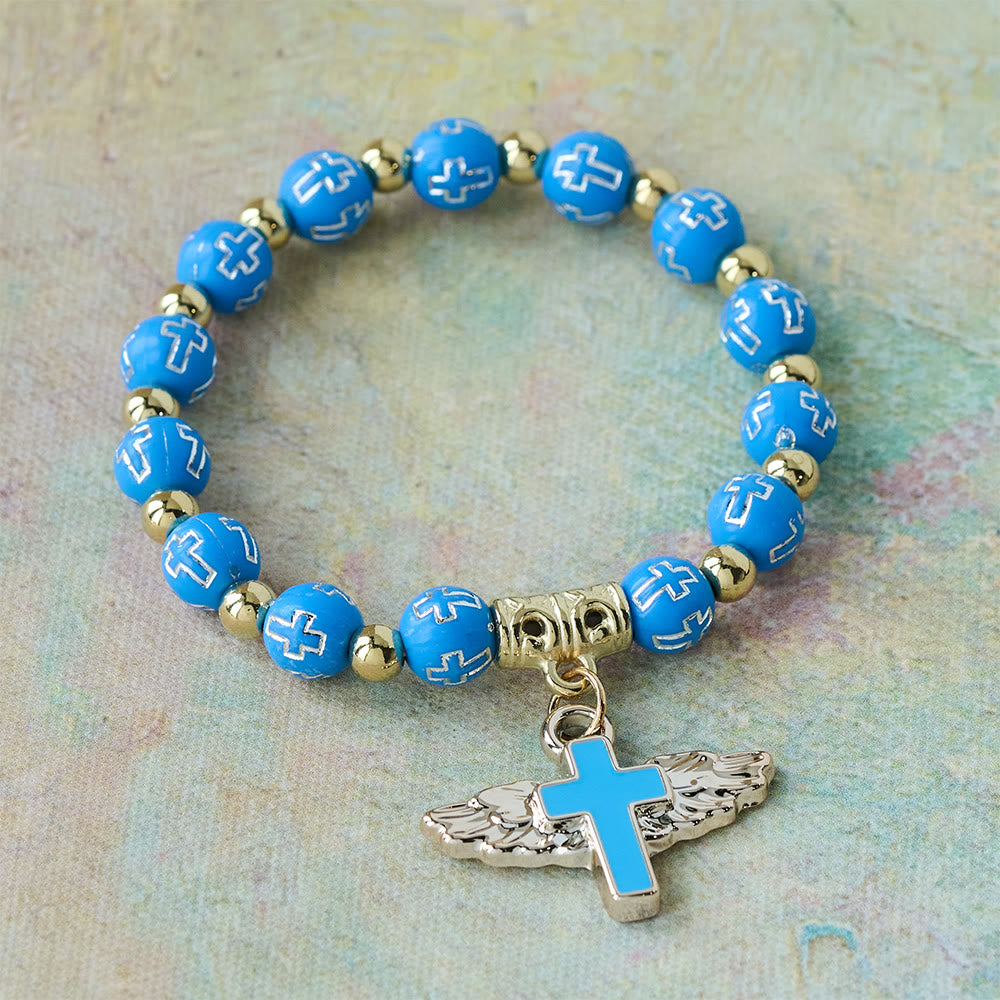Christianartworkshop Bracelet à breloques Croix Ailée : Une prière visuelle de dévotion et de connexion - Bleu - image 6