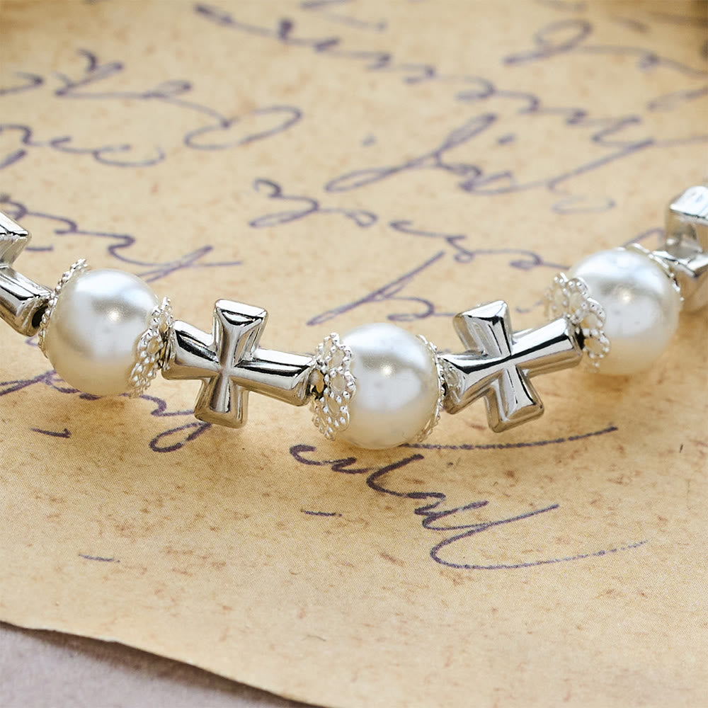 Christianartworkshop Bracelet à perles avec croix argentée : incarnez la grâce de la réflexion et de la prière - image 8