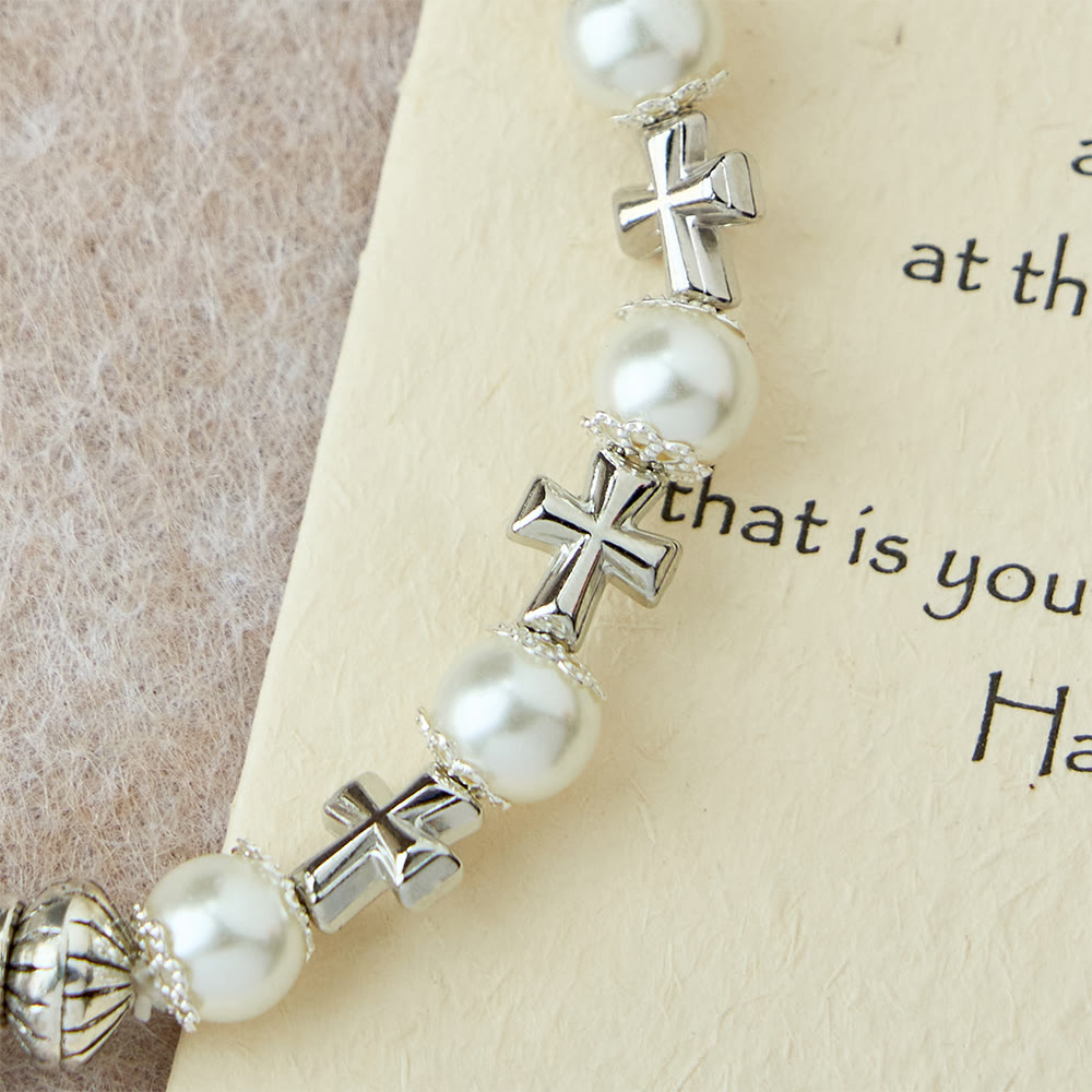 Christianartworkshop Bracelet à perles avec croix argentée : incarnez la grâce de la réflexion et de la prière - image 9