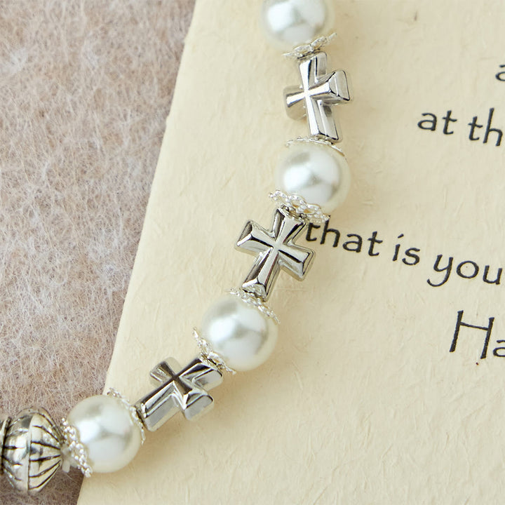 Christianartworkshop Bracelet à perles avec croix argentée : incarnez la grâce de la réflexion et de la prière - image 9