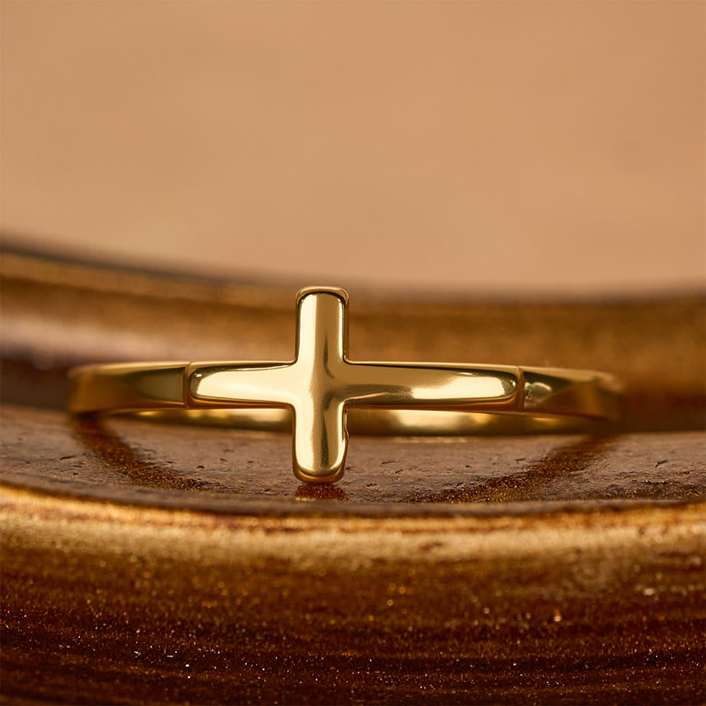 Christianartworkshop Ensemble de deux bagues en croix : modèles en métal poli et sertis de zircon pour une dévotion quotidienne - image 4