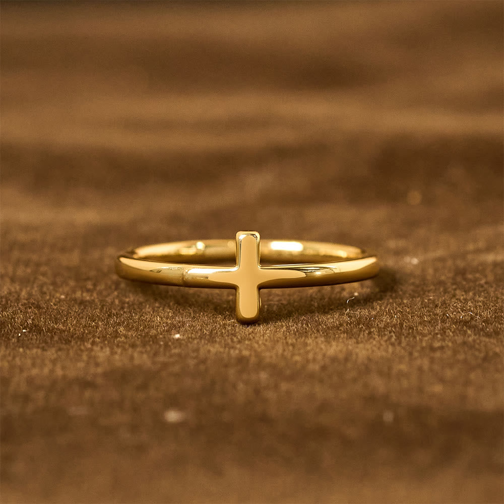 Christianartworkshop Ensemble de deux bagues en croix : modèles en métal poli et sertis de zircon pour une dévotion quotidienne - image 5