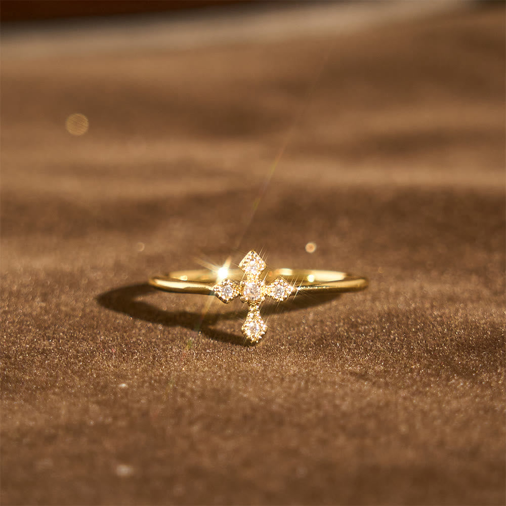 Christianartworkshop Bague croix sertie de zircon : un amour intemporel en or, argent et or rose - image 2