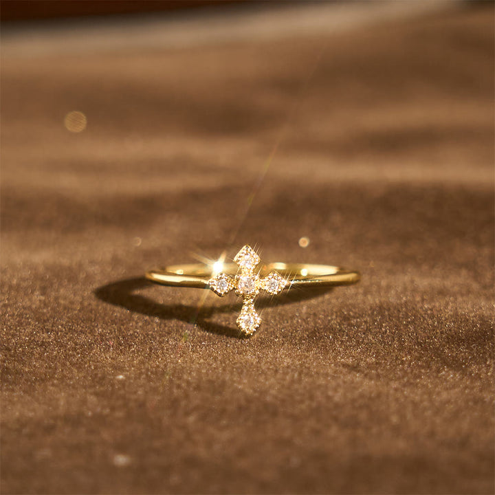 Christianartworkshop Bague croix sertie de zircon : un amour intemporel en or, argent et or rose - image 2