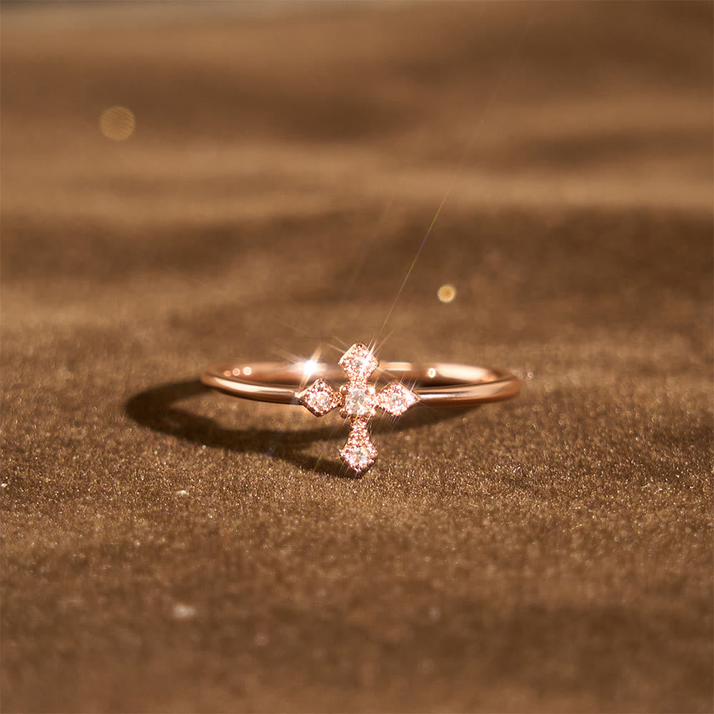 Christianartworkshop Bague croix sertie de zircon : un amour intemporel en or, argent et or rose - image 11