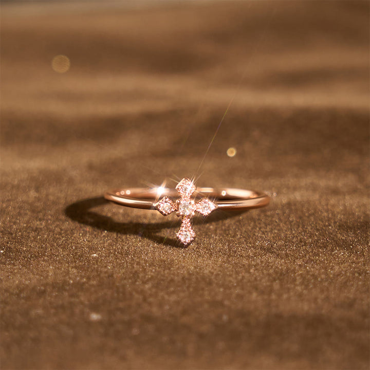 Christianartworkshop Bague croix sertie de zircon : un amour intemporel en or, argent et or rose - image 11