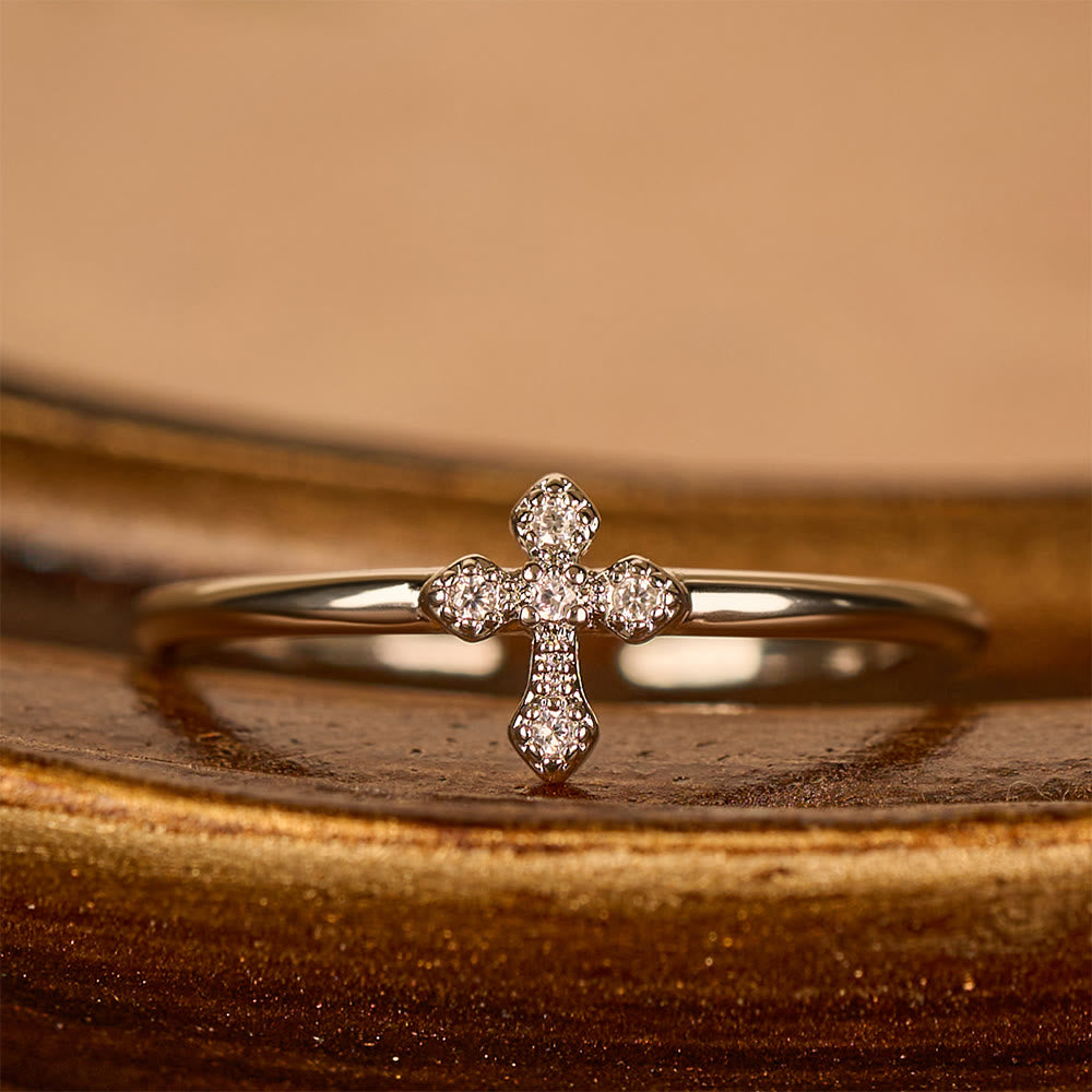 Christianartworkshop Bague croix sertie de zircon : un amour intemporel en or, argent et or rose - Argent - 10 US - image 4
