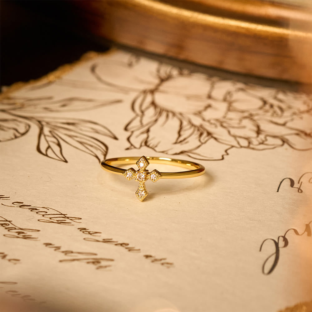 Christianartworkshop Bague croix sertie de zircon : un amour intemporel en or, argent et or rose - image 3
