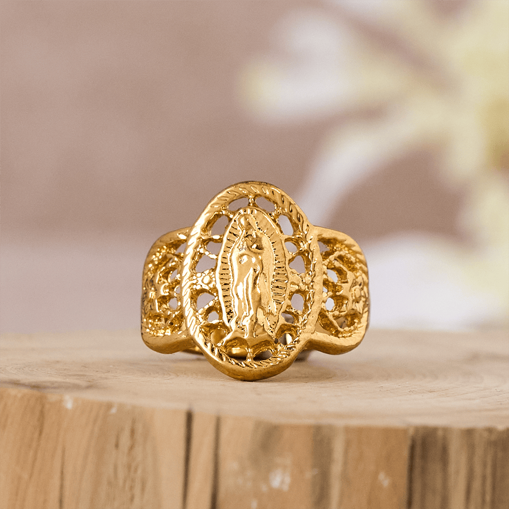 Christianartworkshop Bague ajourée ornée Notre-Dame : Trois variations de couleurs pour une dévotion intemporelle - image 8