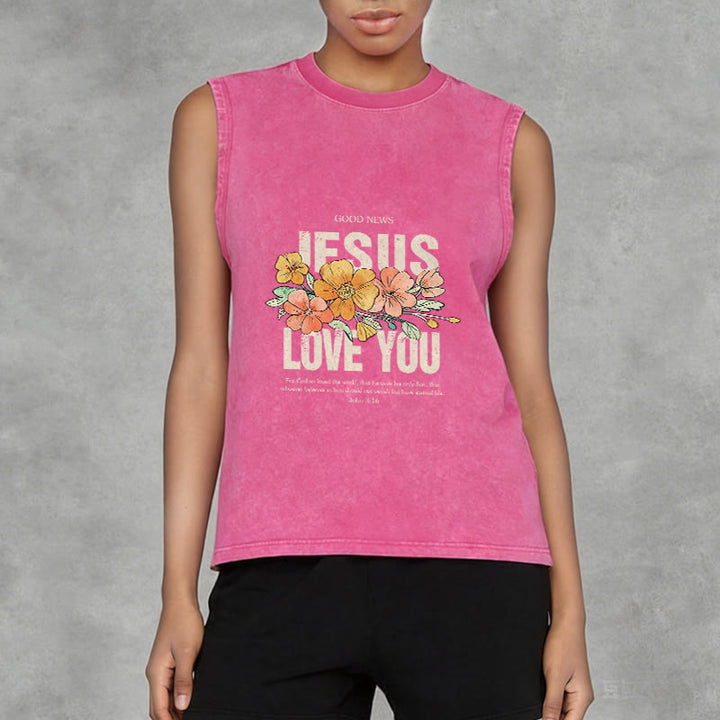 Débardeur unisexe fleuri Christianartworkshop « Jésus t’aime » - image 4