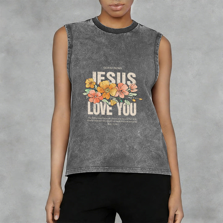 Débardeur unisexe fleuri Christianartworkshop « Jésus t’aime » - image 10